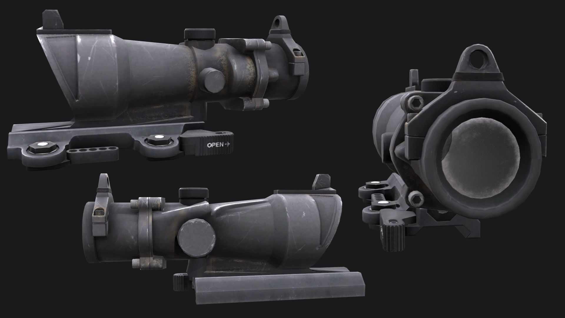Rifle Scope ACOG Low-poly 3D model_1