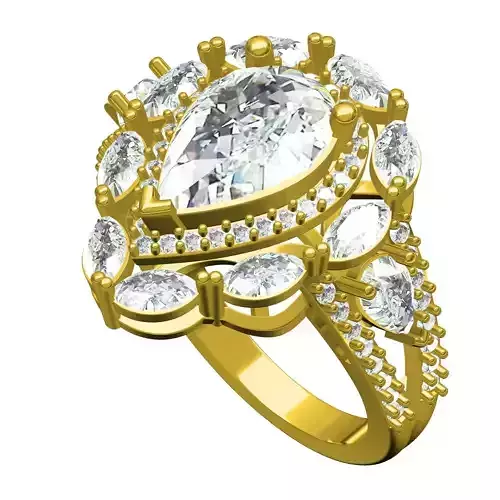 Pear Stone Marquise Halo Vintage Engagement Ring