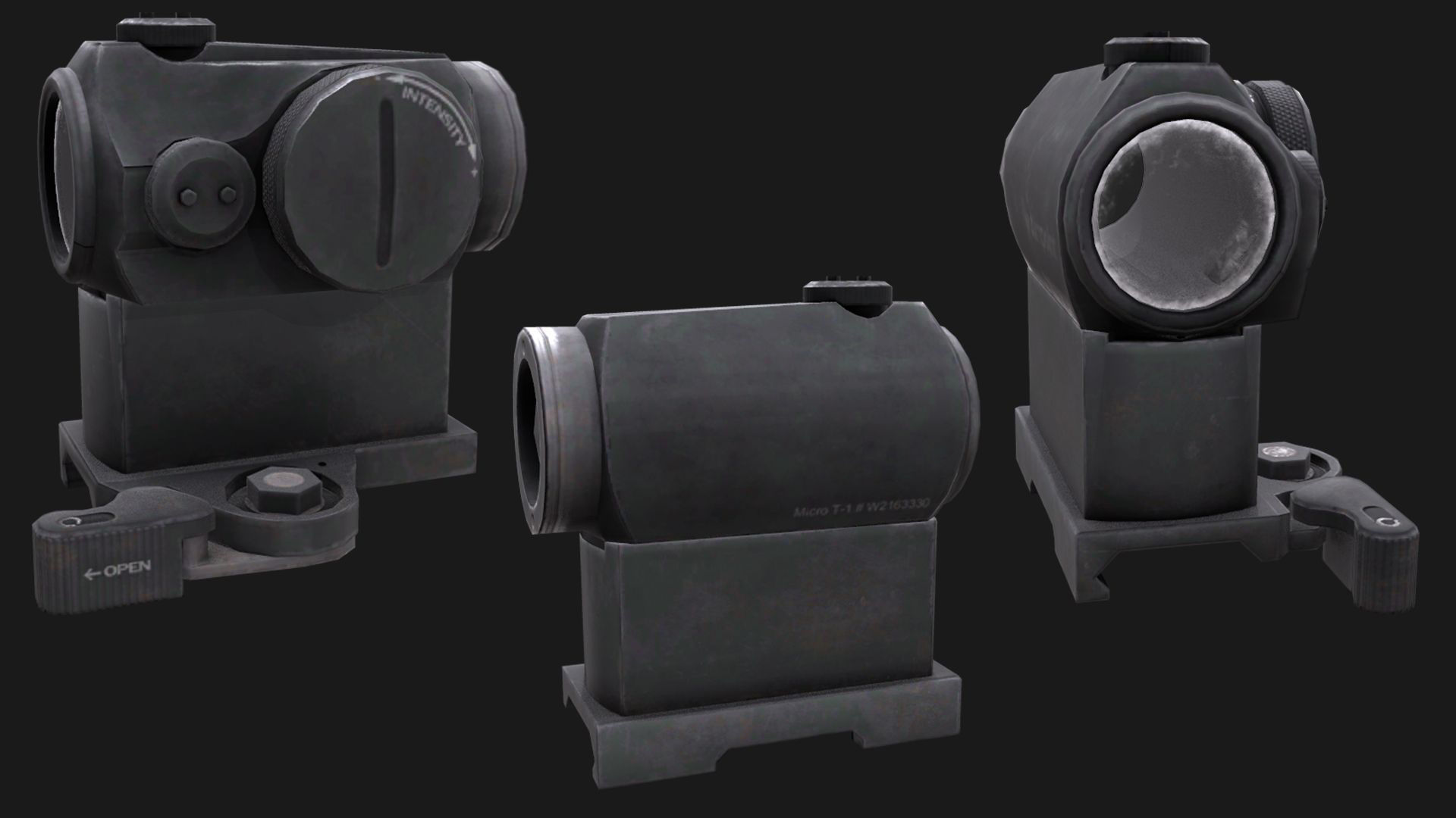 Rifle Scope Micro T-1 Low-poly 3D model_1