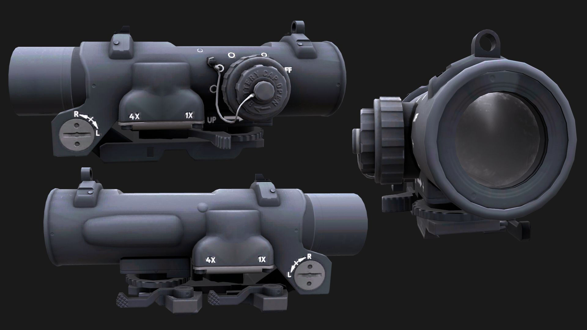 Rifle Scope ELCAN Specter Low-poly 3D model_1
