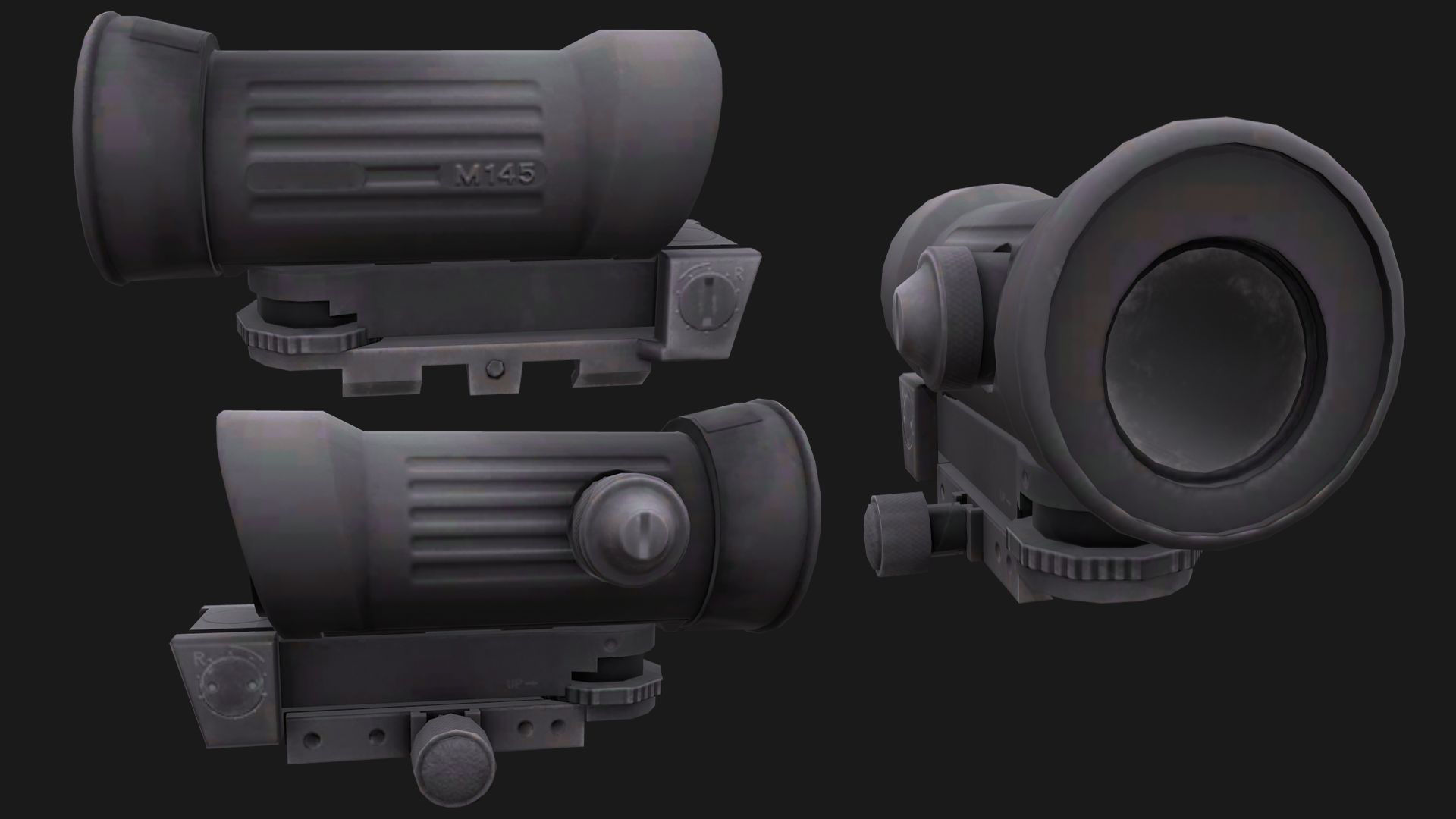 Rifle Scope Elcan M145 Low-poly 3D model_1