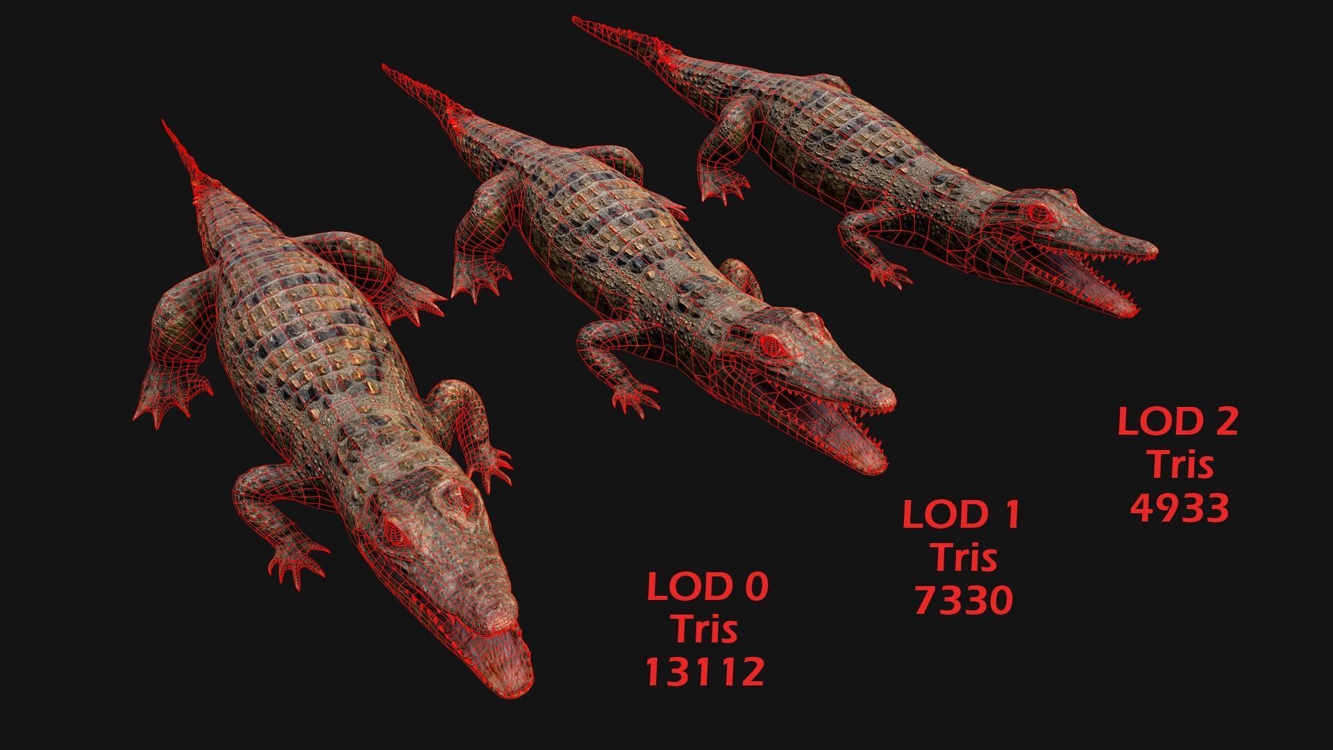 Reptile Crocodile Varan Iguana Low-poly 3D model_5