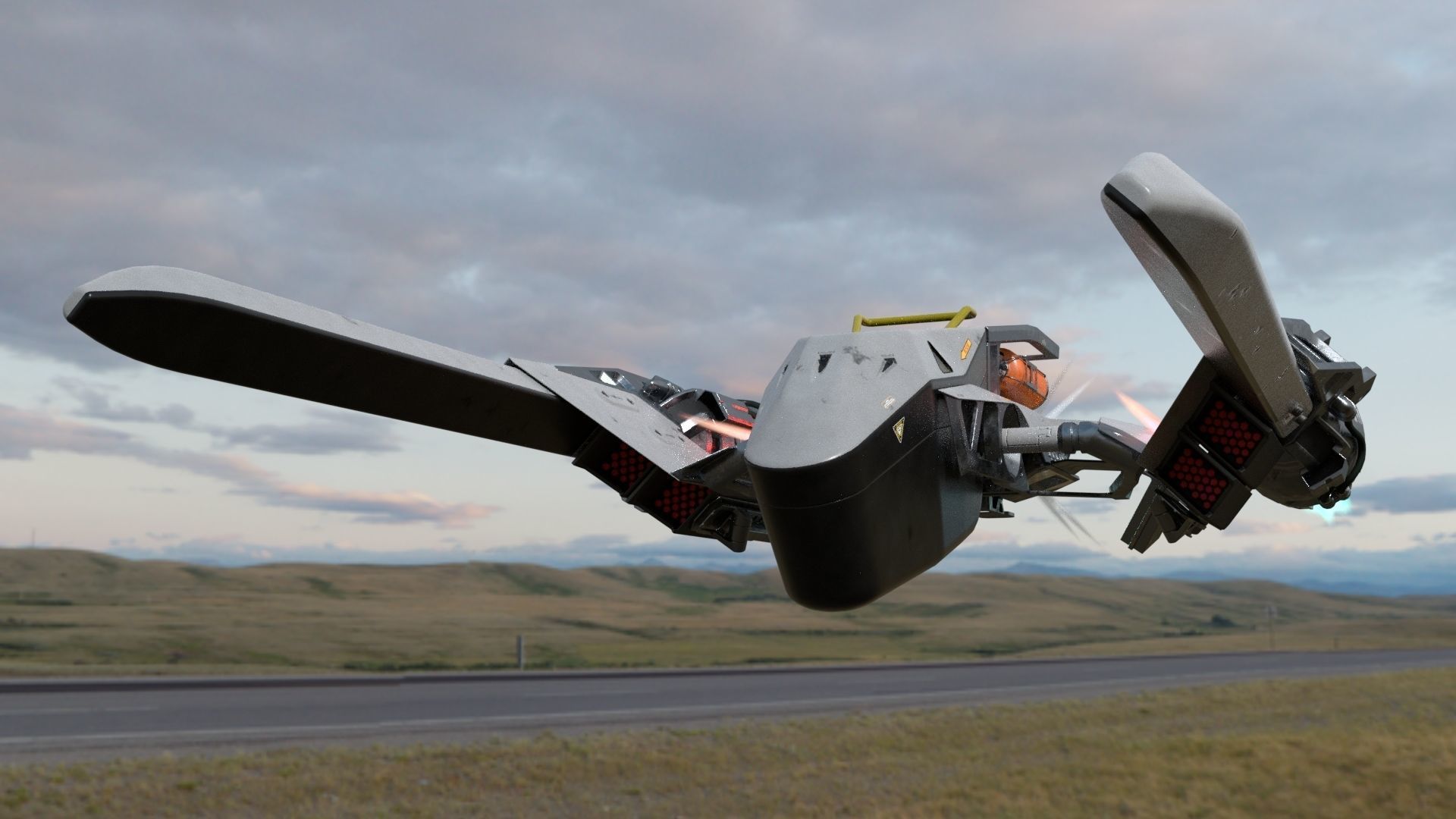 Fully rigged animated Space Fighter 3D model_9