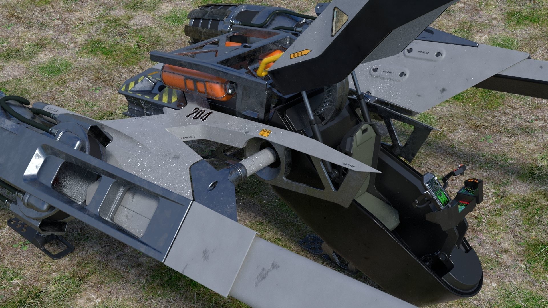 Fully rigged animated Space Fighter 3D model_5