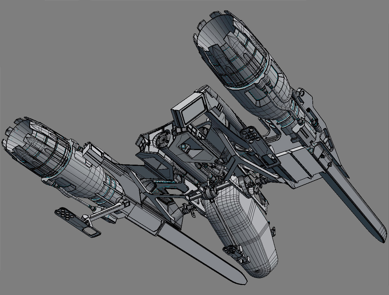 Fully rigged animated Space Fighter 3D model_12