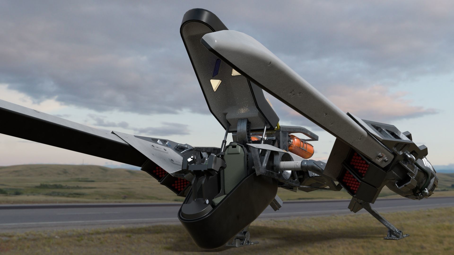 Fully rigged animated Space Fighter 3D model_10