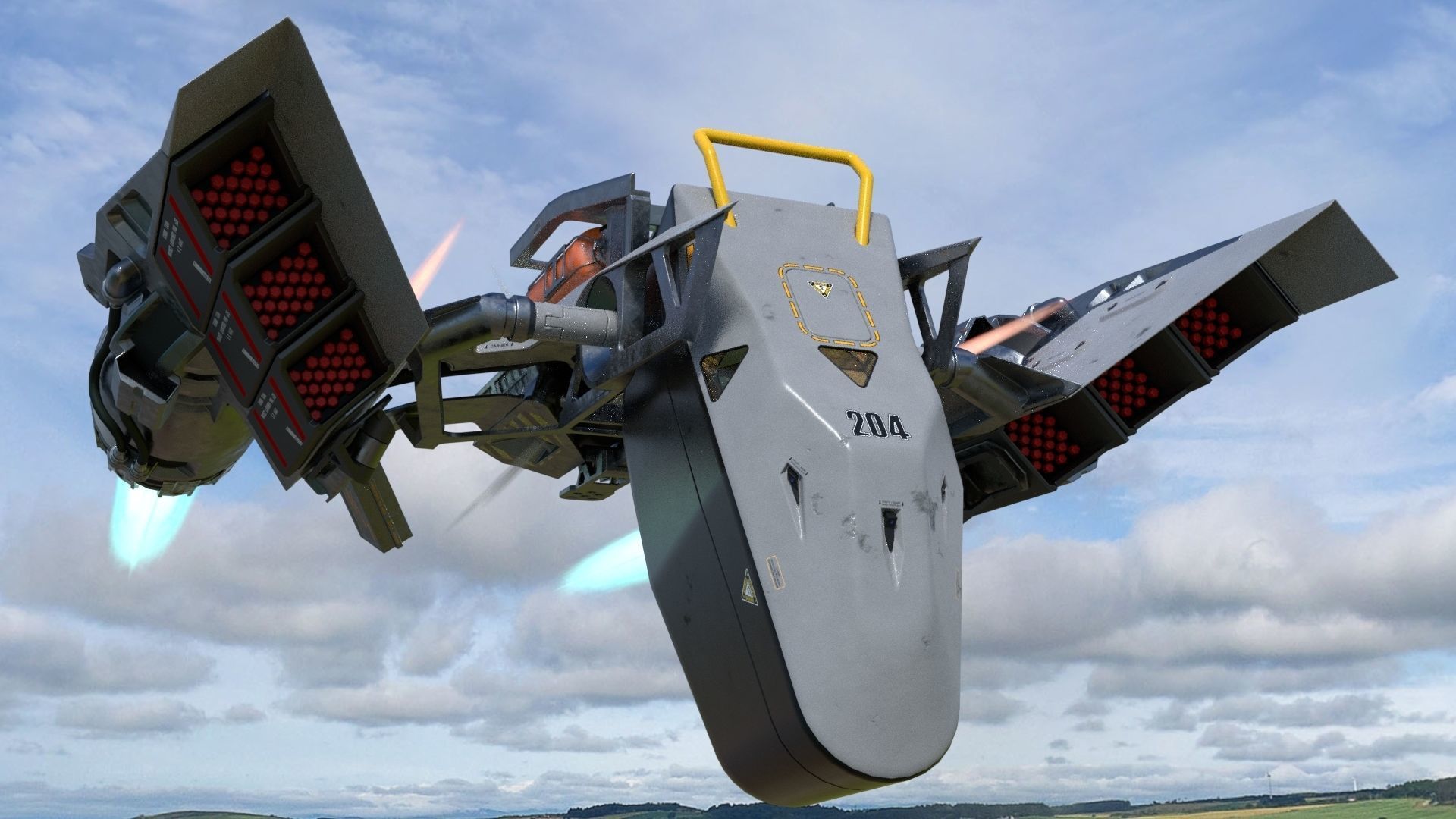 Fully rigged animated Space Fighter 3D model_8