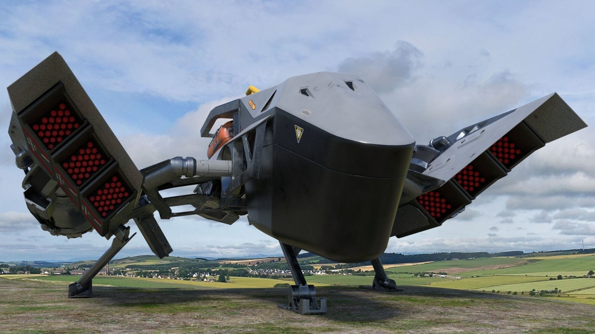 Fully rigged animated Space Fighter 3D model_7