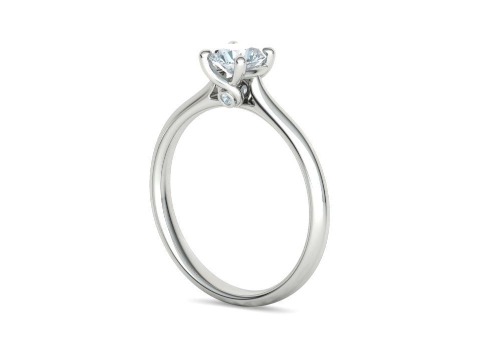 Lily 4 prong Engagement Ring 5mm stone  Half carat diamond  3D print model_22