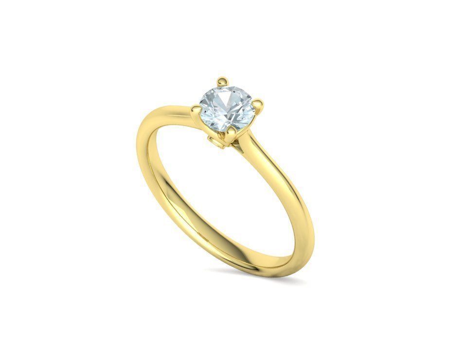 Lily 4 prong Engagement Ring 5mm stone  Half carat diamond  3D print model_27