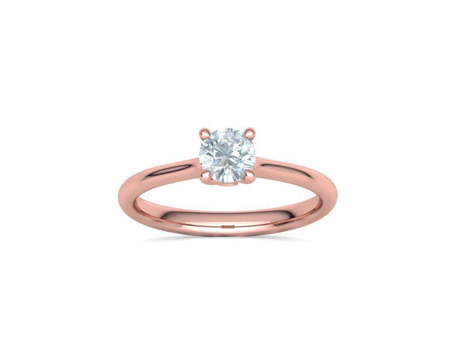 Lily 4 prong Engagement Ring 5mm stone  Half carat diamond  3D print model_14