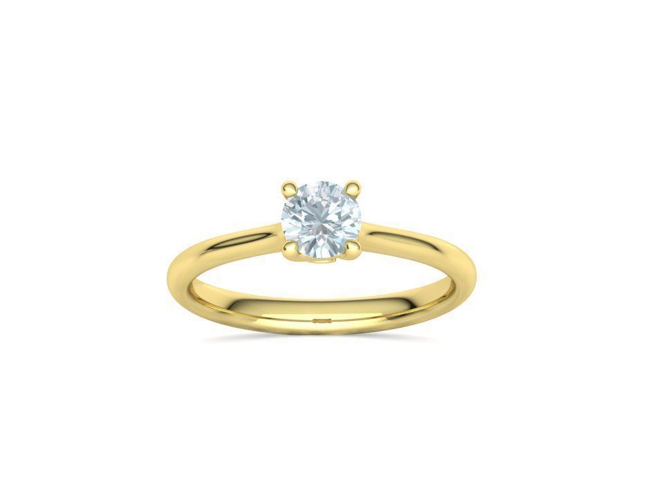 Lily 4 prong Engagement Ring 5mm stone  Half carat diamond  3D print model_15