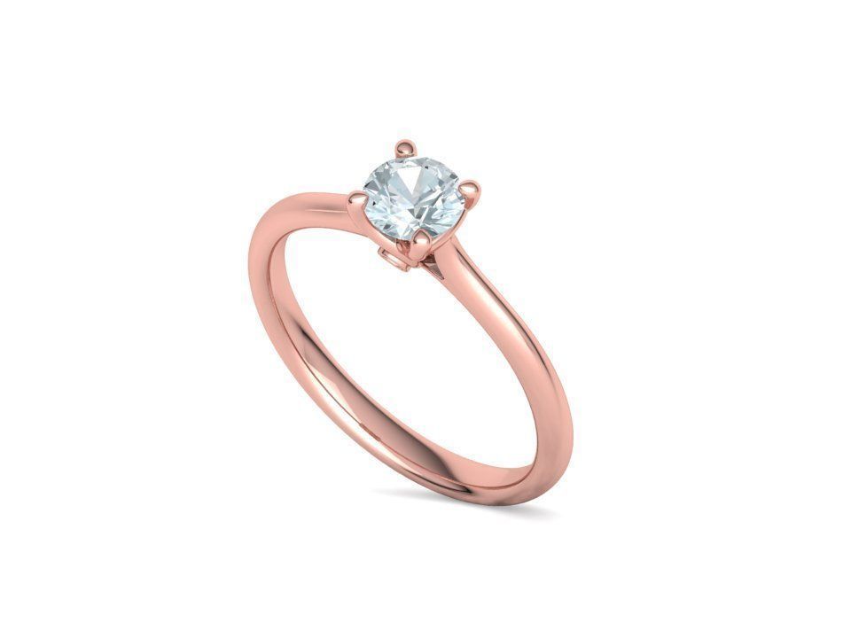 Lily 4 prong Engagement Ring 5mm stone  Half carat diamond  3D print model_26