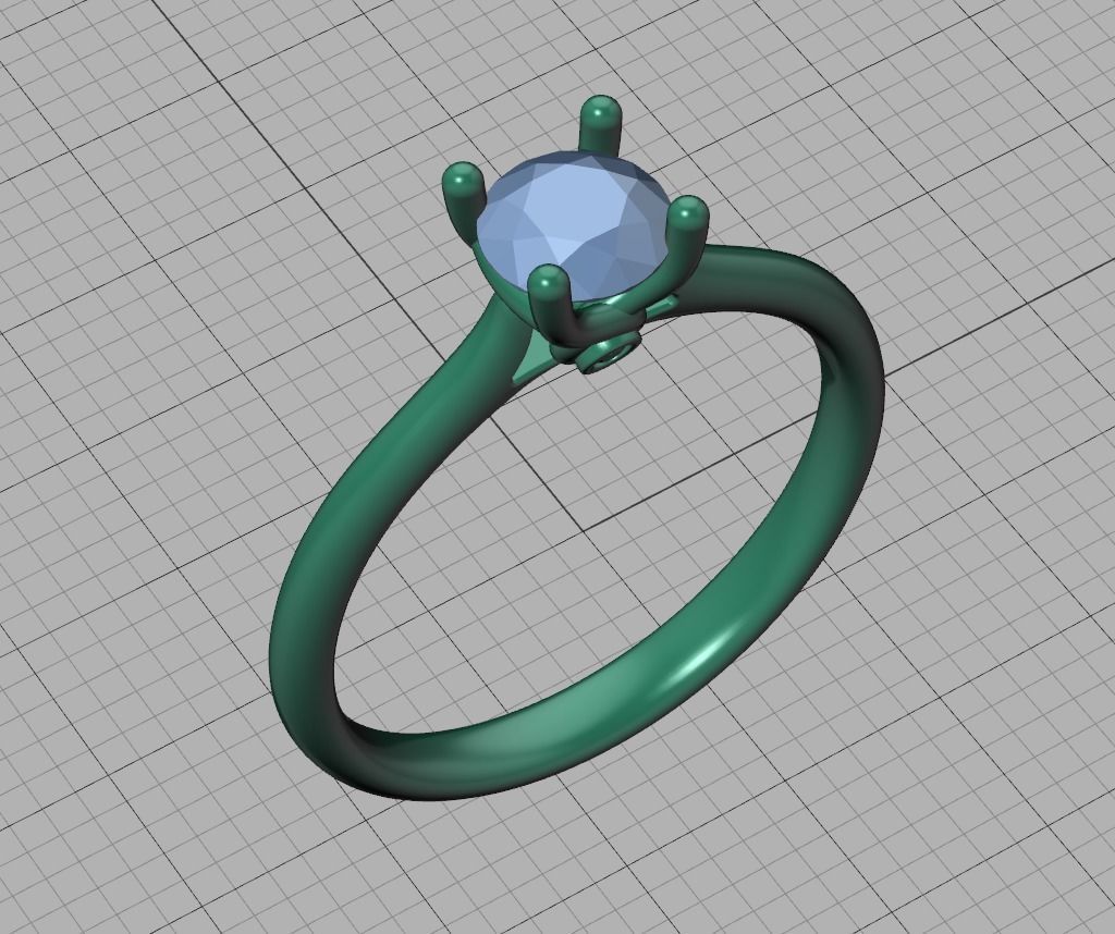 Lily 4 prong Engagement Ring 5mm stone  Half carat diamond  3D print model_35