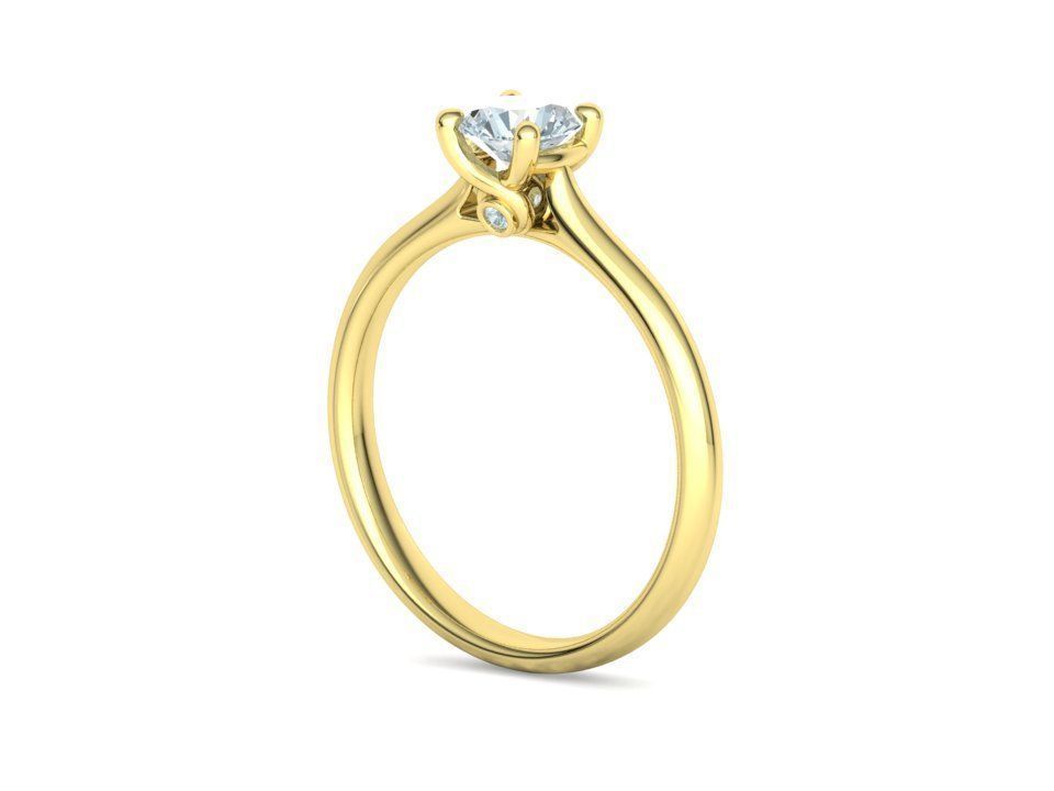 Lily 4 prong Engagement Ring 5mm stone  Half carat diamond  3D print model_21