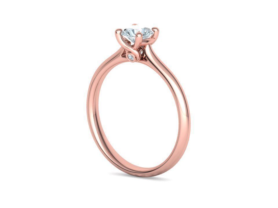 Lily 4 prong Engagement Ring 5mm stone  Half carat diamond  3D print model_20