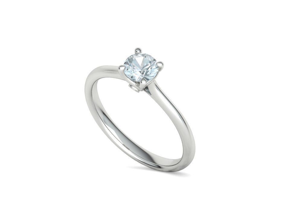 Lily 4 prong Engagement Ring 5mm stone  Half carat diamond  3D print model_28