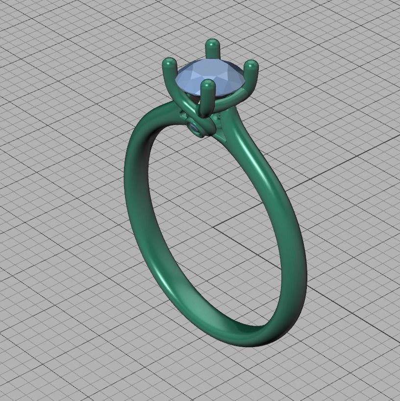 Lily 4 prong Engagement Ring 5mm stone  Half carat diamond  3D print model_33