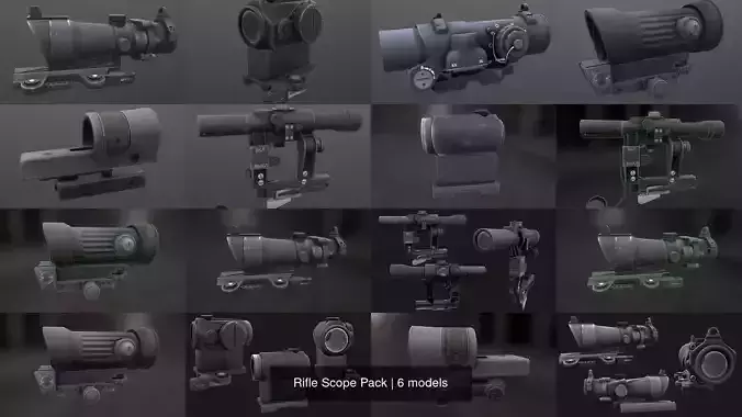 Rifle Scope Pack 3D Model Collection