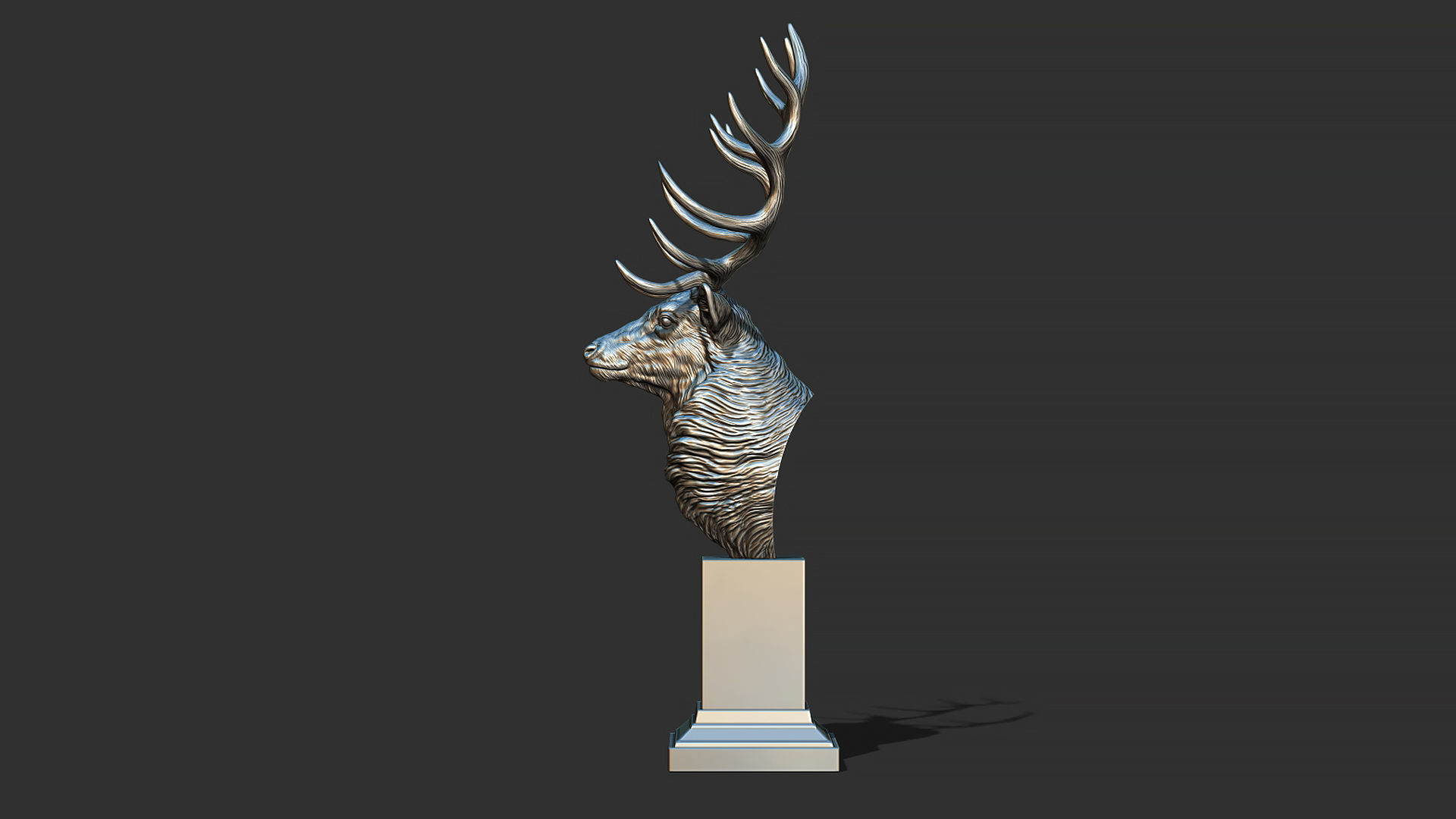 Red deer bust 3D print model_17