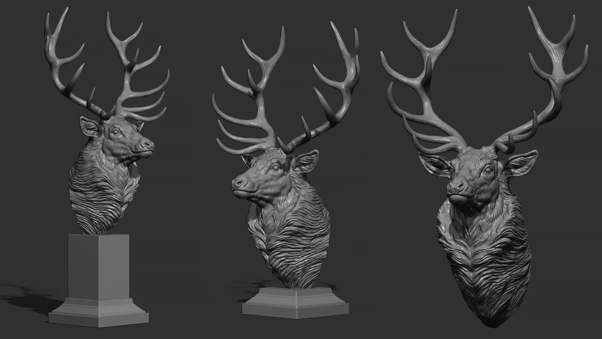 Red deer bust 3D print model_0