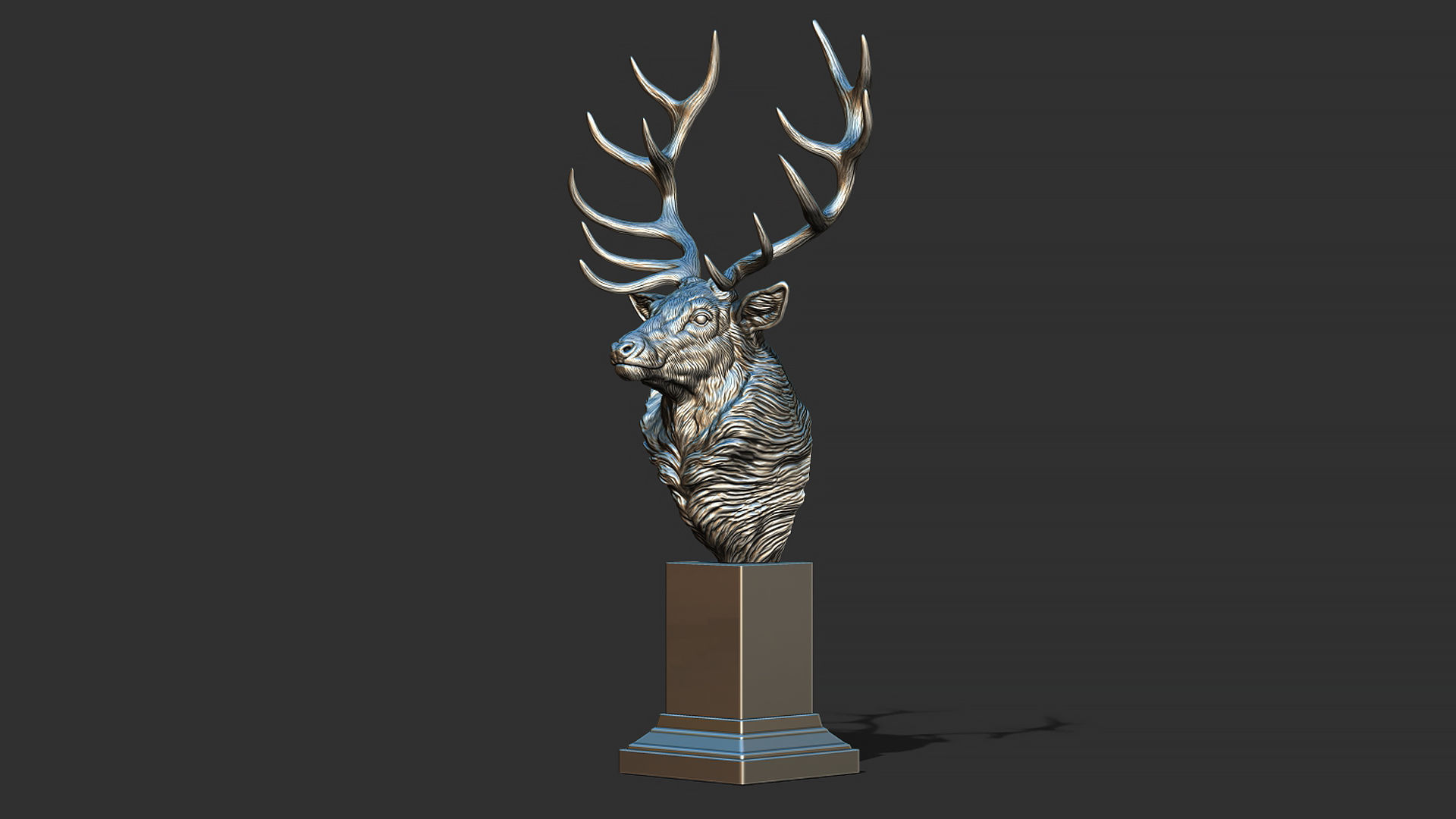 Red deer bust 3D print model_16