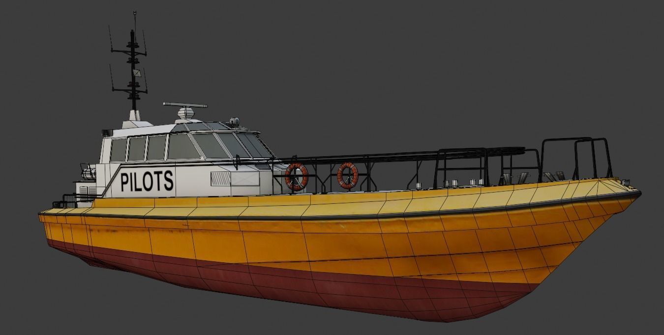 Pilot boat 3d low-poly model Low-poly 3D model_9