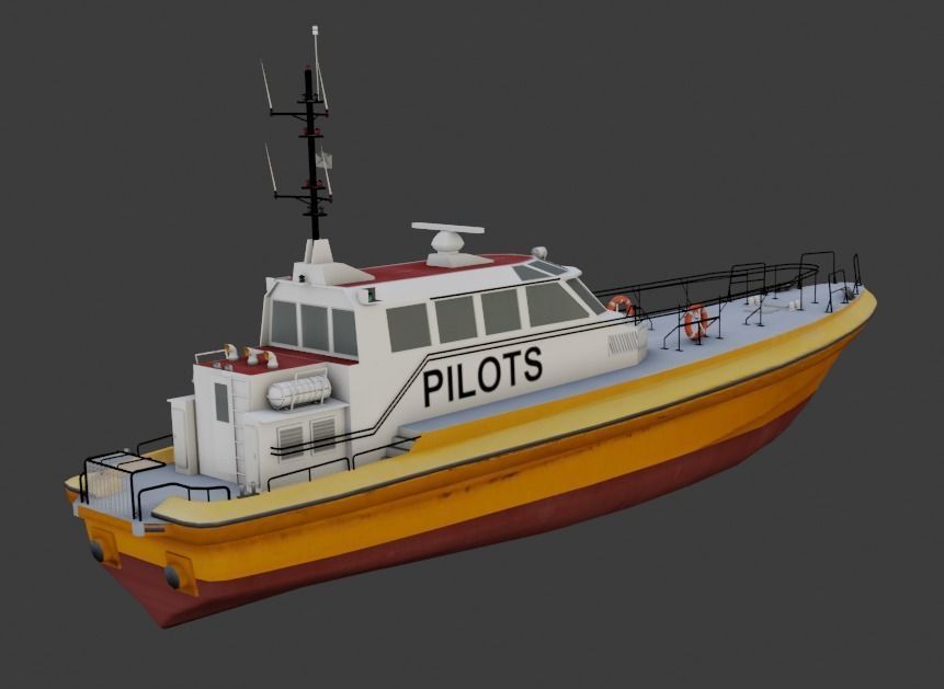 Pilot boat 3d low-poly model Low-poly 3D model_2