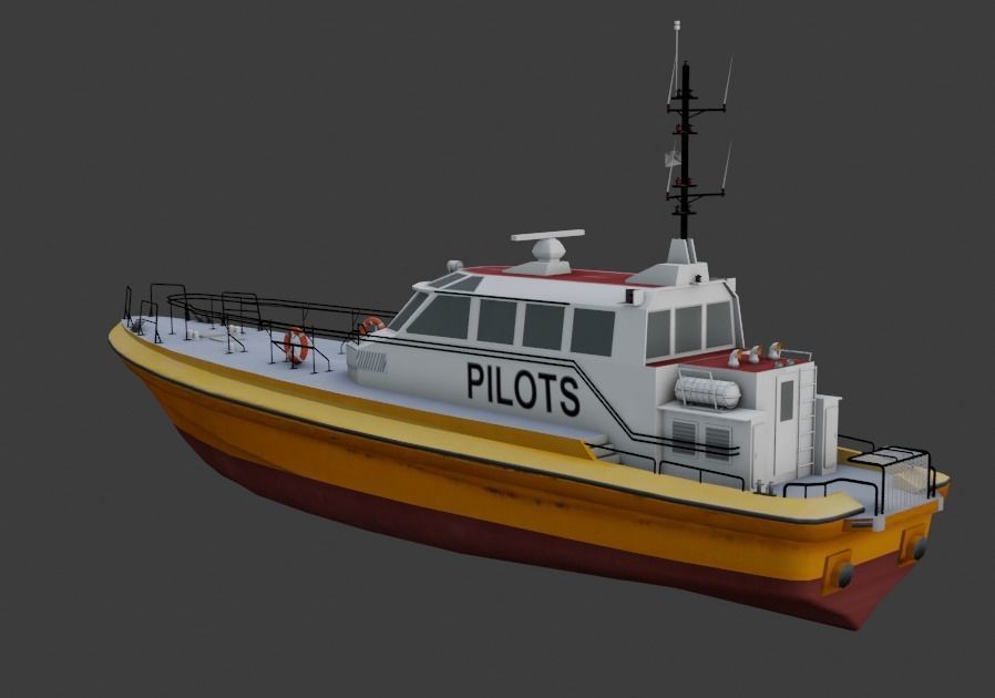 Pilot boat 3d low-poly model Low-poly 3D model_1