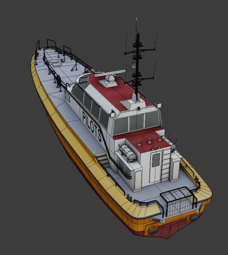Pilot boat 3d low-poly model Low-poly 3D model_6