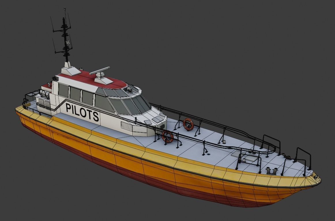 Pilot boat 3d low-poly model Low-poly 3D model_7
