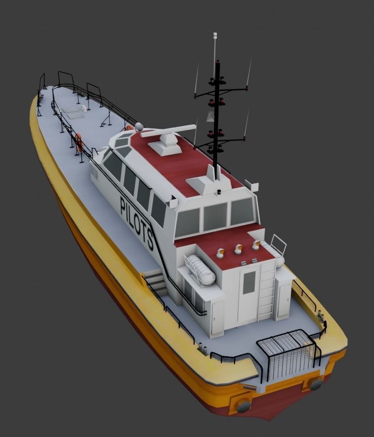 Pilot boat 3d low-poly model Low-poly 3D model_5