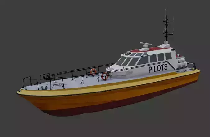 Pilot boat 3d low-poly model Low-poly 3D model