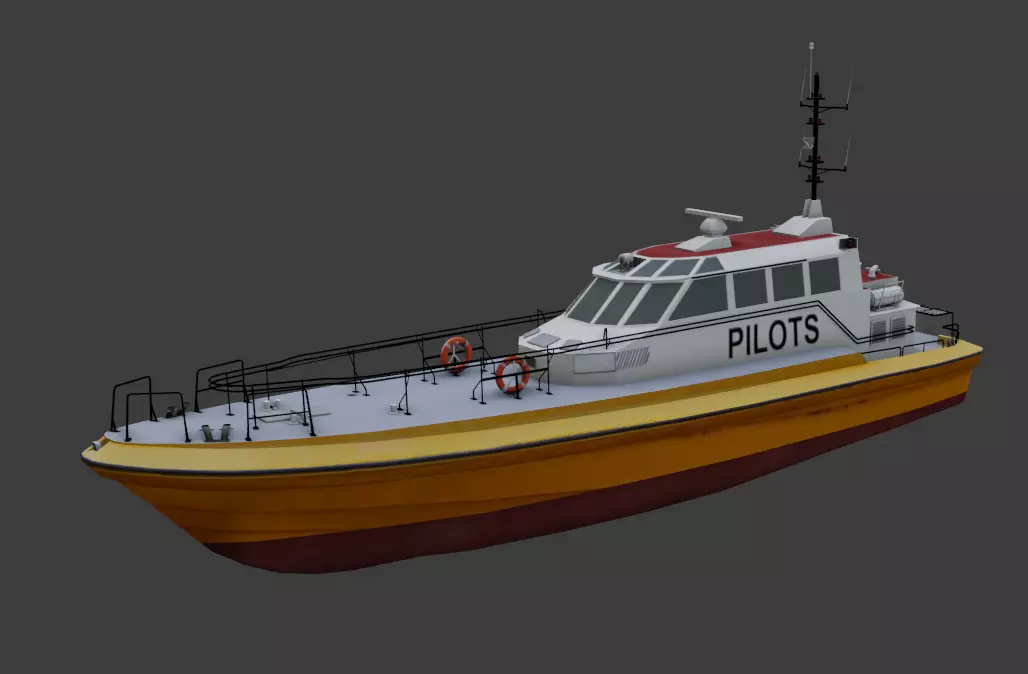 Pilot boat 3d low-poly model Low-poly 3D model_0