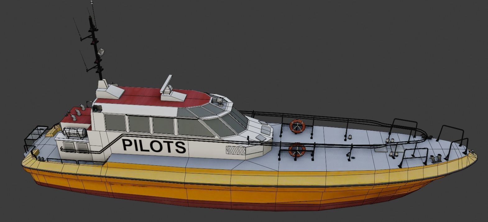 Pilot boat 3d low-poly model Low-poly 3D model_8