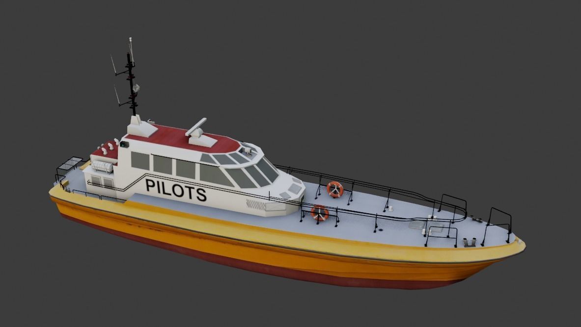 Pilot boat 3d low-poly model Low-poly 3D model_3