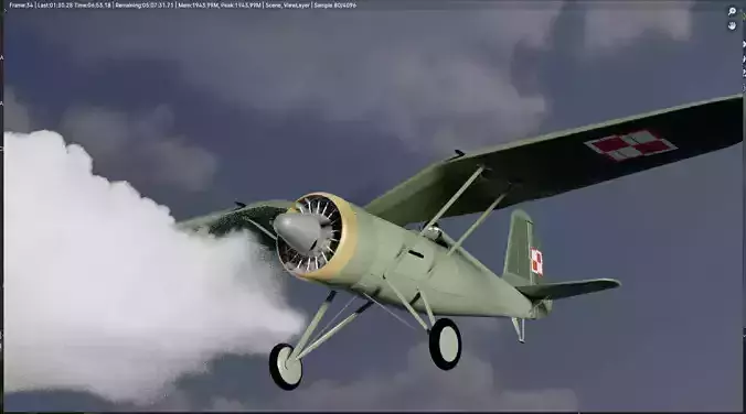 PZL 11 C Polish Gullwing Fighter 3D model