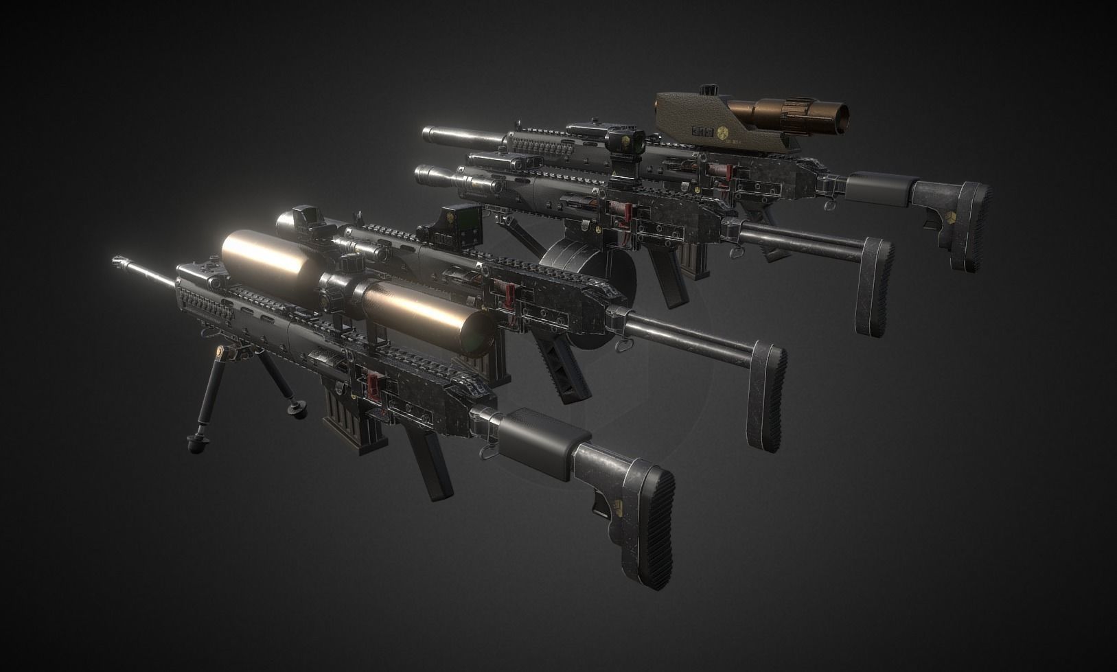 Modular assault rifle 3D model_1