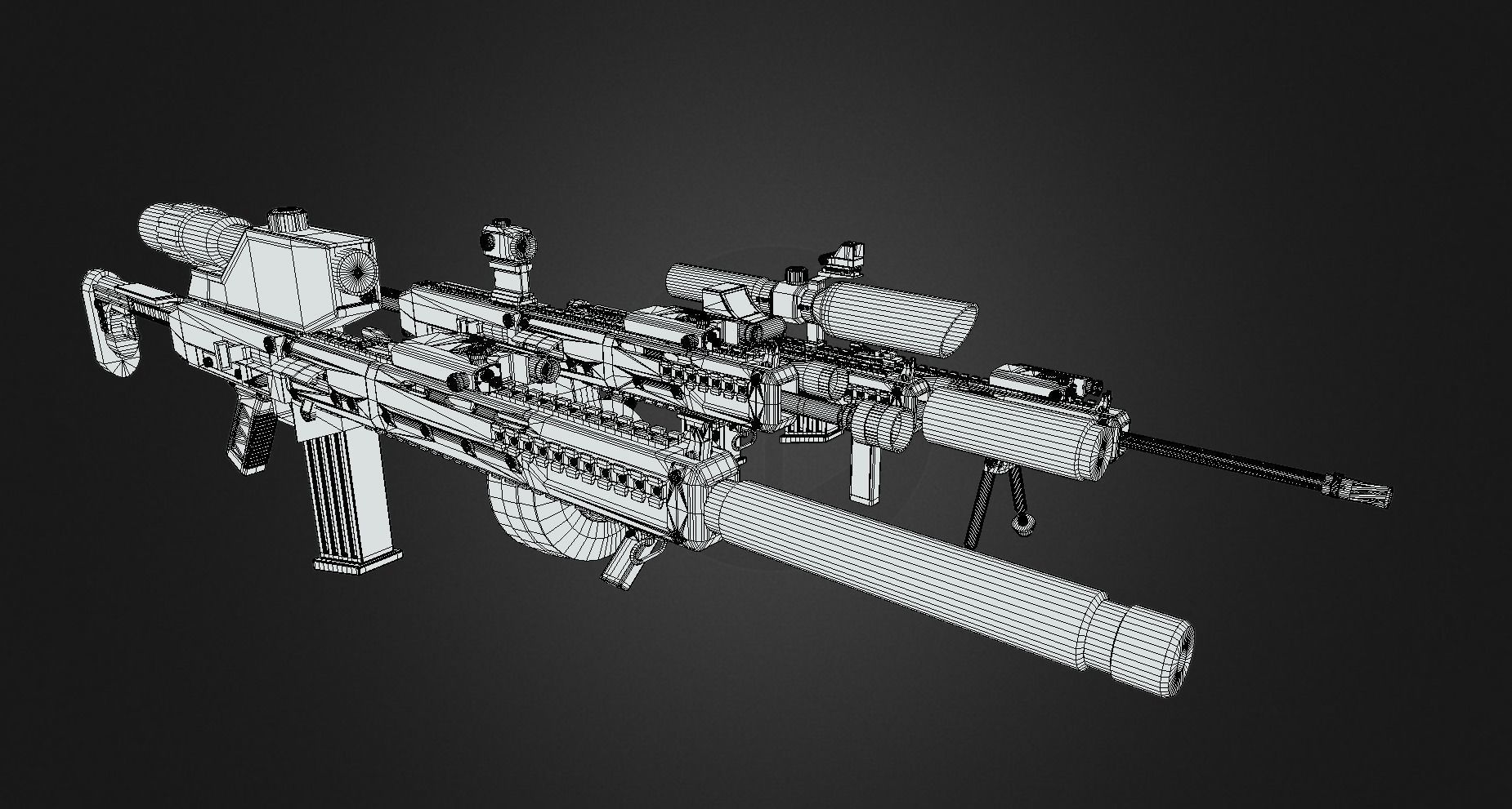 Modular assault rifle 3D model_5