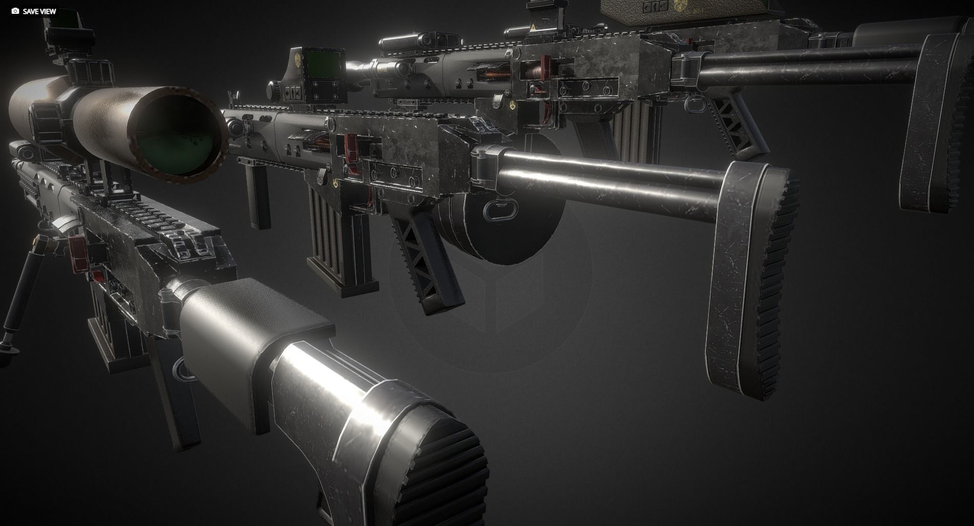 Modular assault rifle 3D model_2