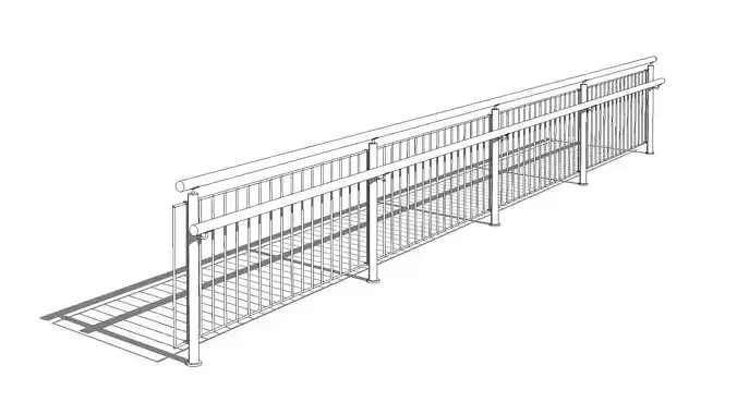 Line Based Vertical Bars Railing 3D model