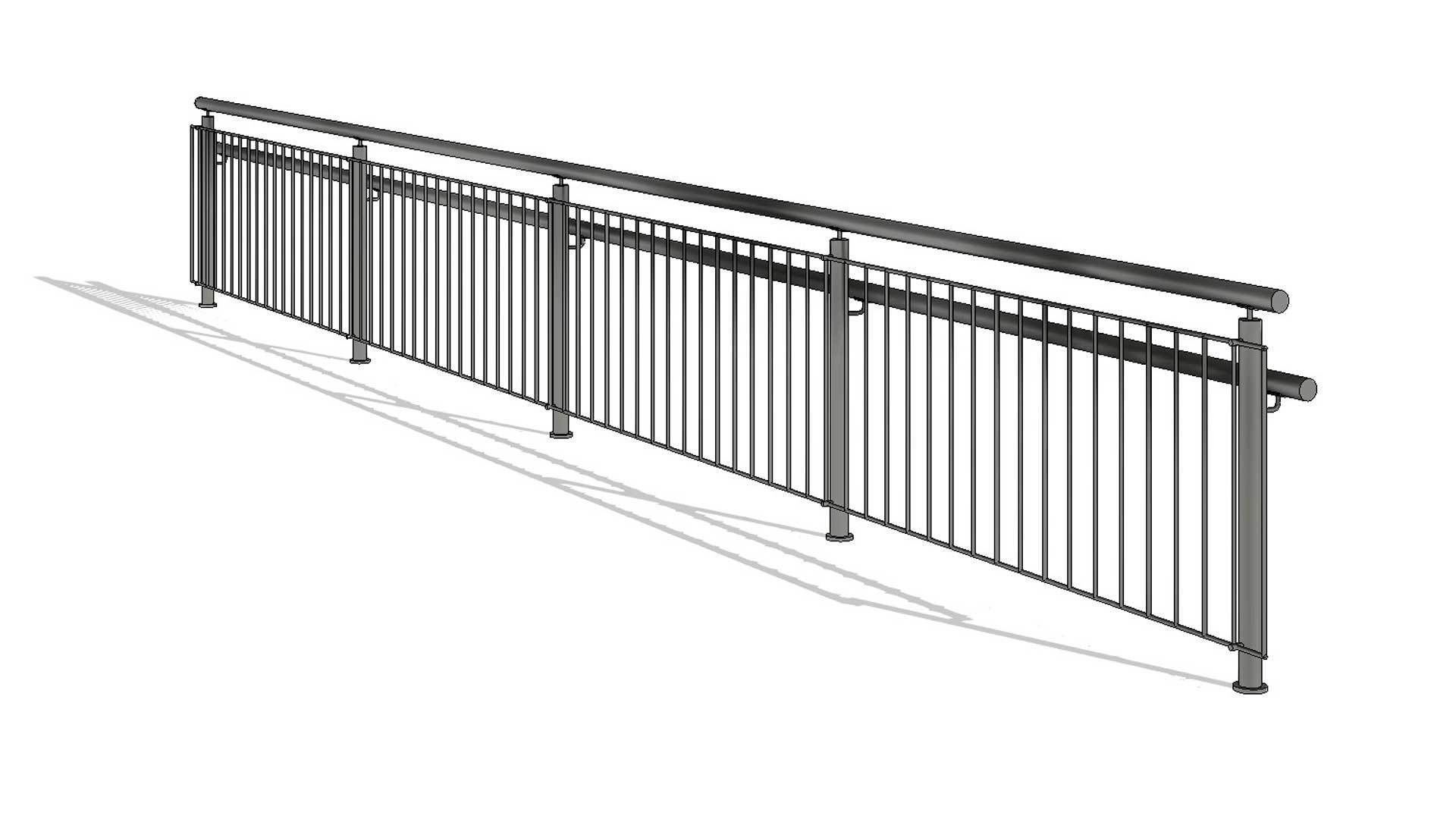 Line Based Vertical Bars Railing 3D model | CGTrader