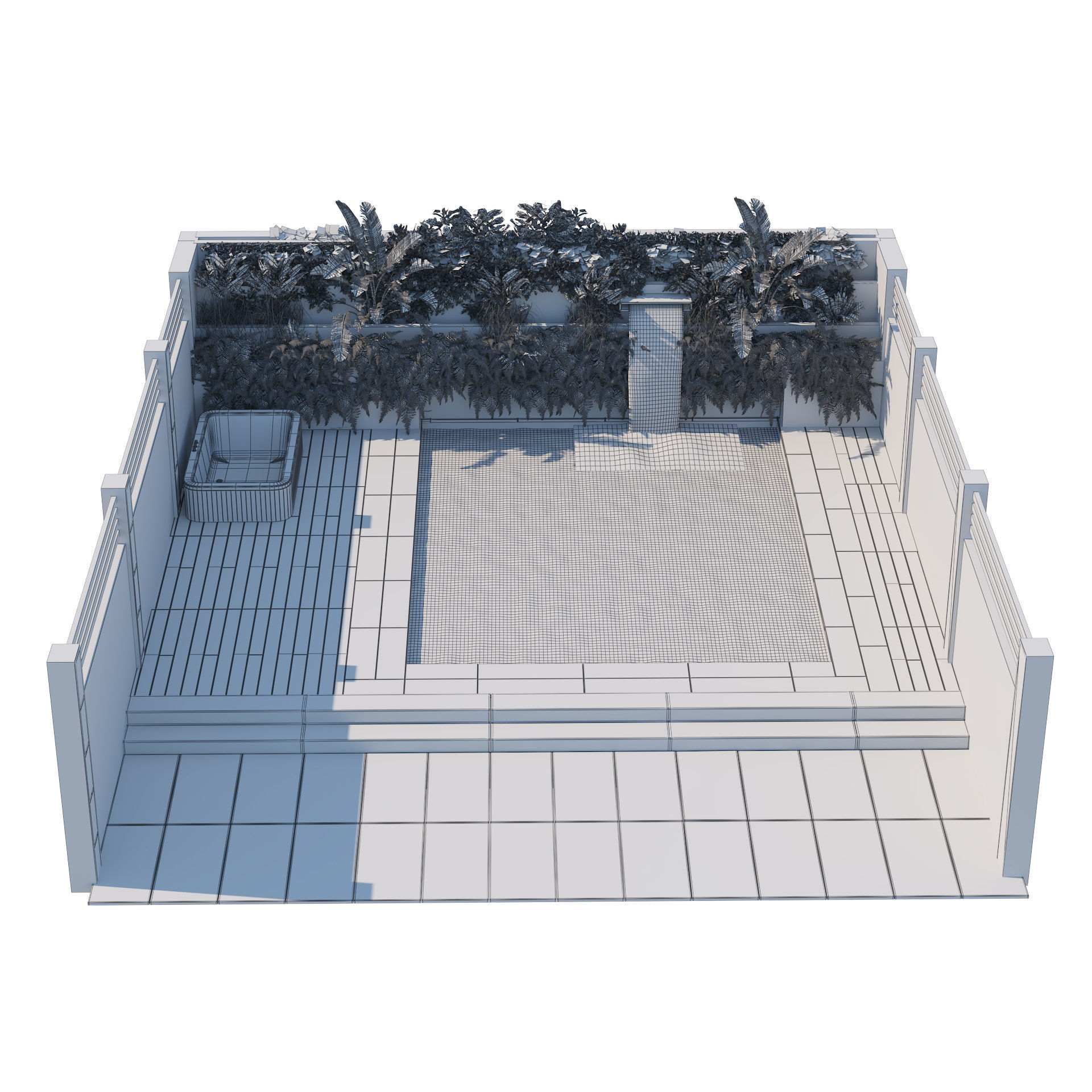 Garden pool with landscape 3D model_5
