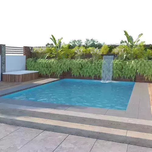Garden pool with landscape 3D model