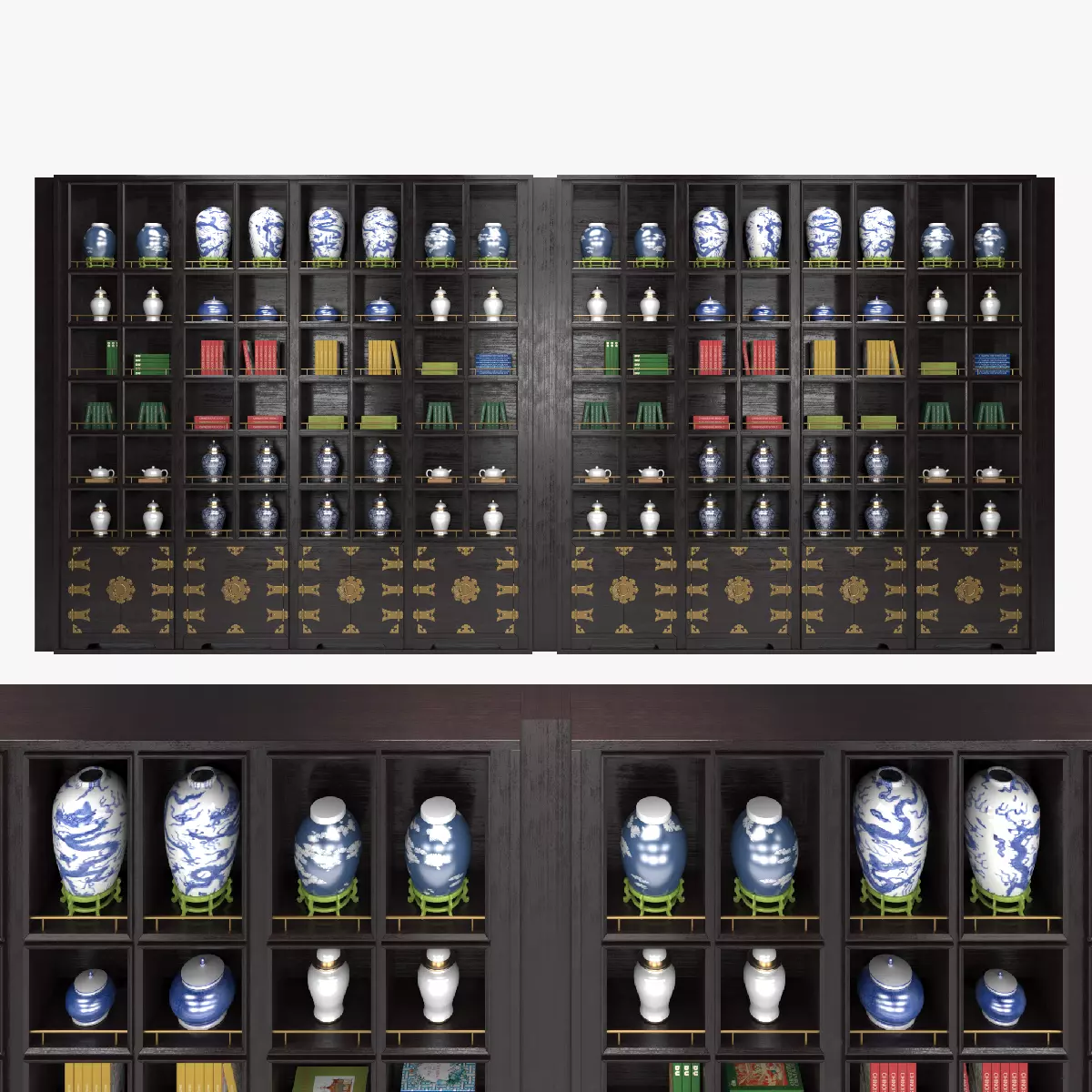CHINOISERIE BOOKCASE Low-poly 3D model_0