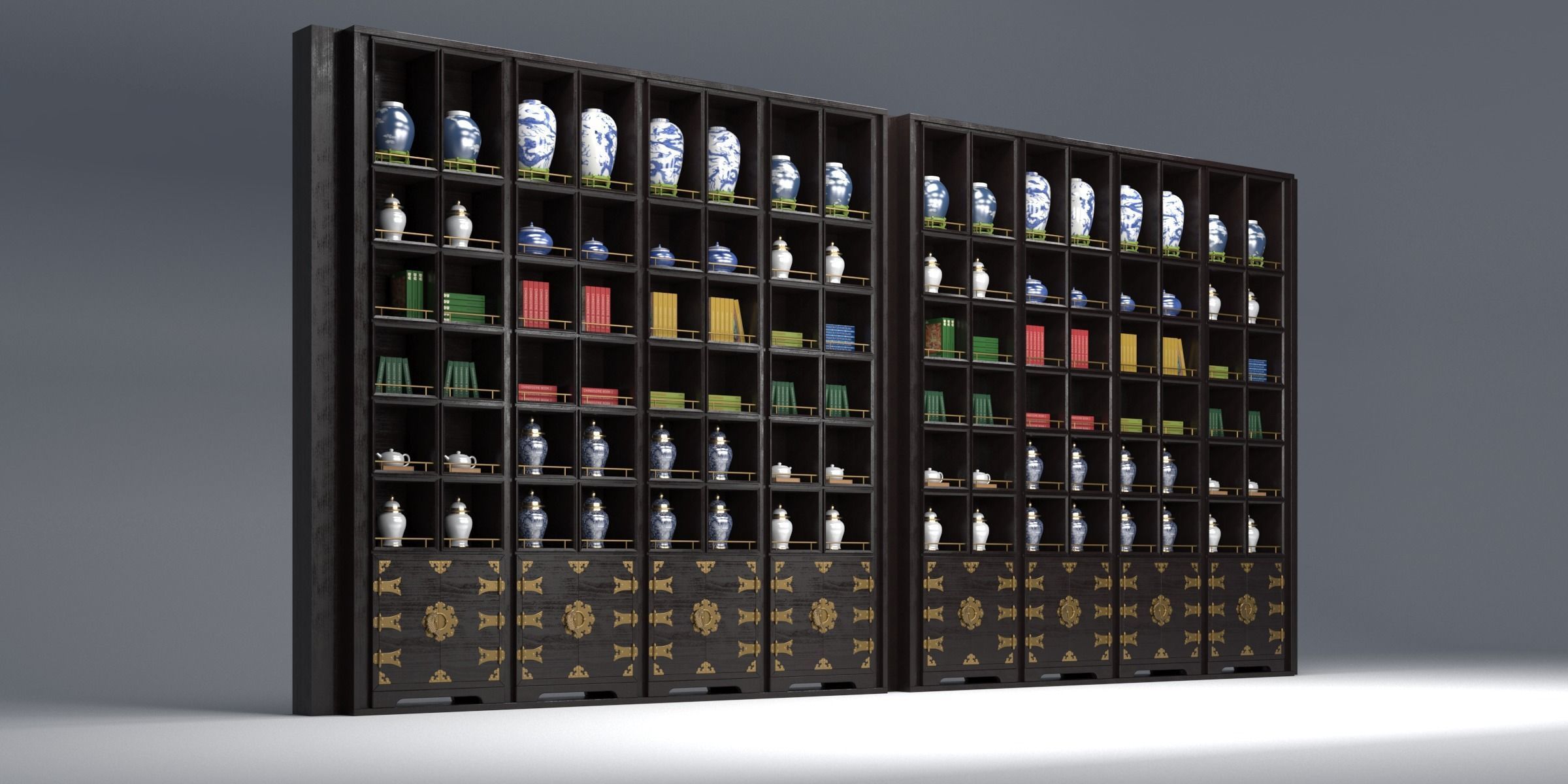 CHINOISERIE BOOKCASE Low-poly 3D model_4