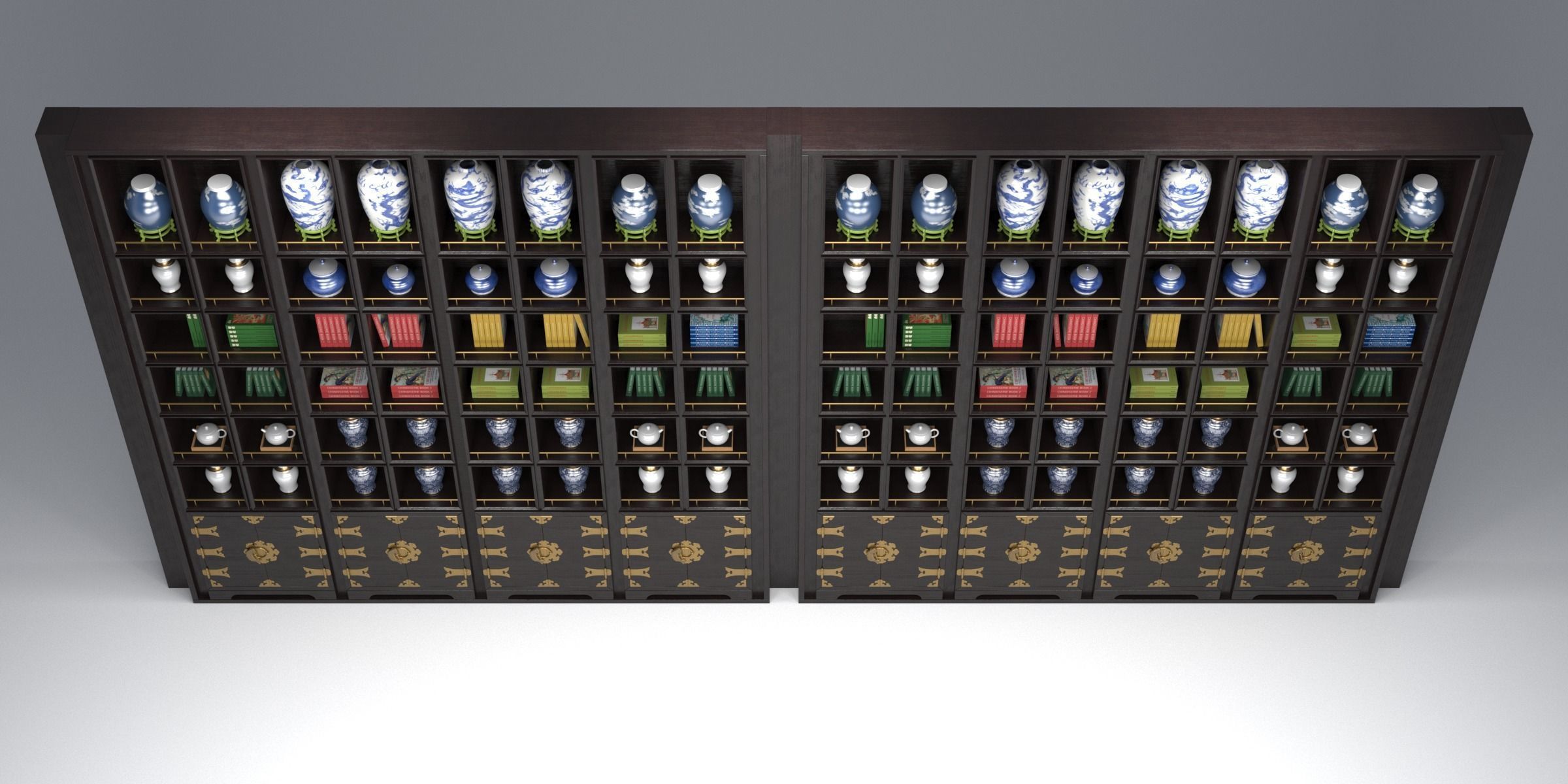 CHINOISERIE BOOKCASE Low-poly 3D model_2