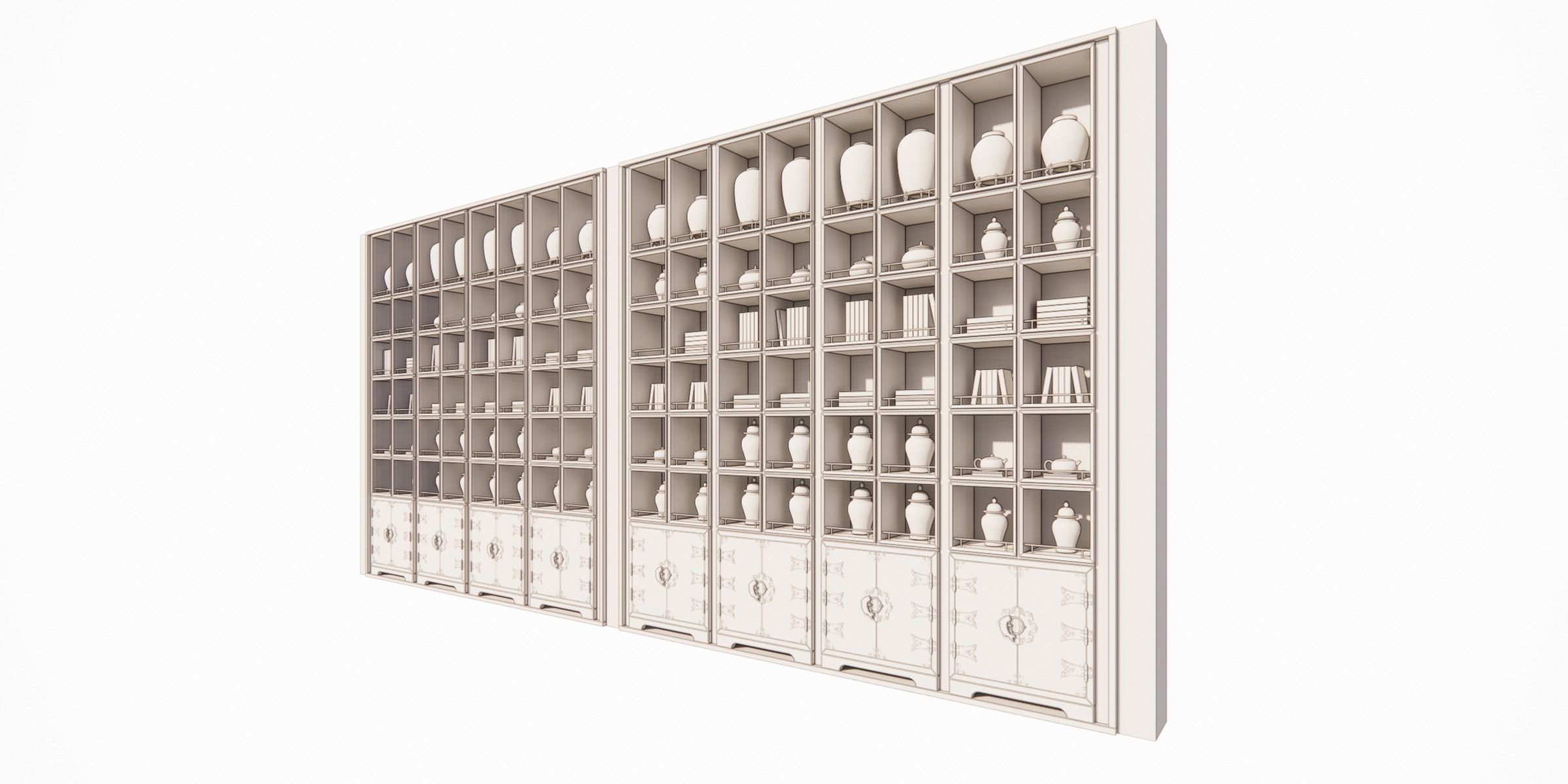 CHINOISERIE BOOKCASE Low-poly 3D model_11