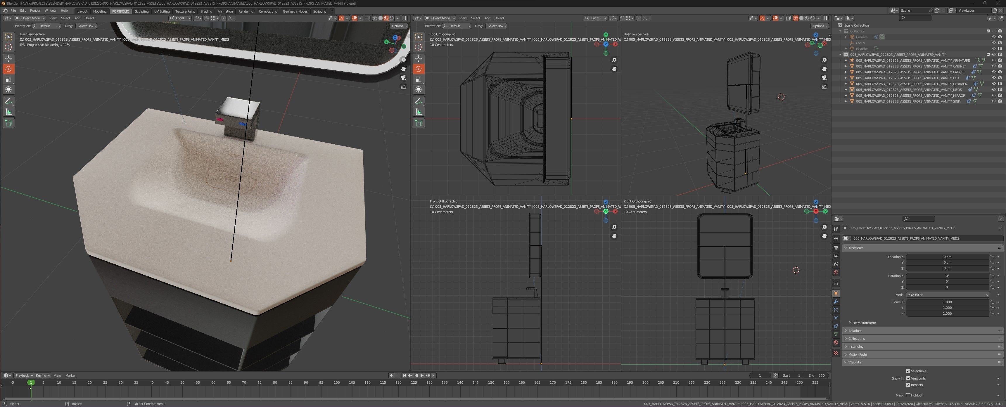 CYBERPUNK COLLECTION BATHROOM VANITY MIRROR COUNTER 3D model_1
