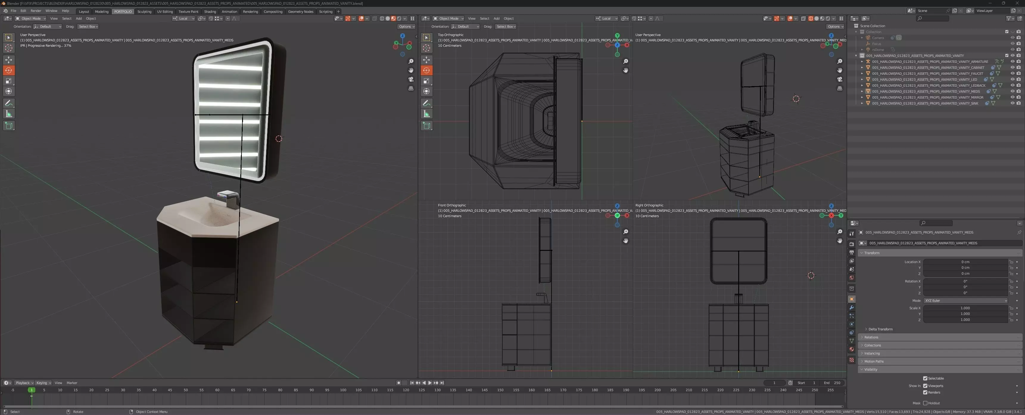 CYBERPUNK COLLECTION BATHROOM VANITY MIRROR COUNTER 3D model_0